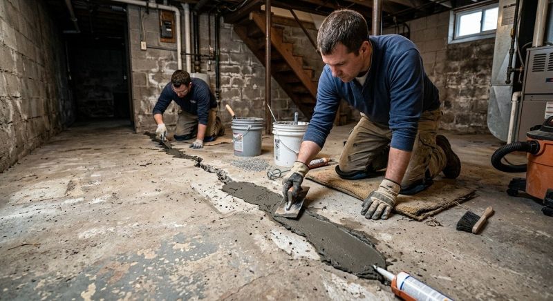 Cracked Basement Floor Repair in Hackensack, NJ